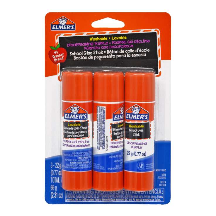 Elmer's Disappearing Purple School Glue Sticks (22g) 3 Pack