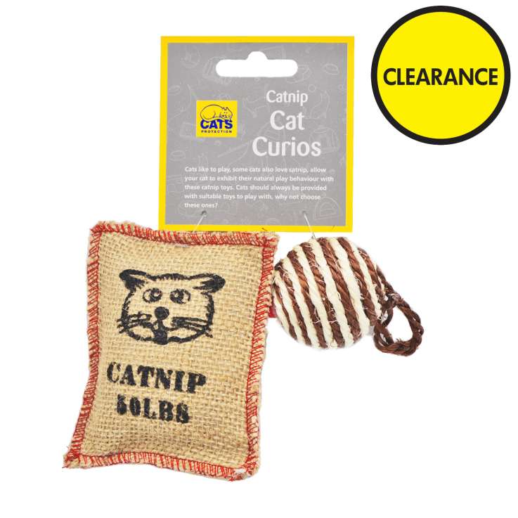 Cats Protection Catnip Cat Curios 2 Pack - Sisal Ball & Sack