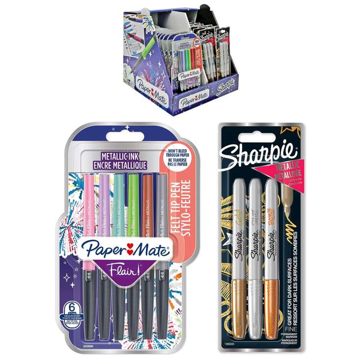 Paper Mate & Sharpie Metallic Pens in Display