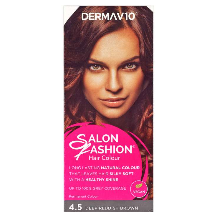 Derma V10 Salon Fashion Hair Colour - 4.5 Deep Reddish Brown