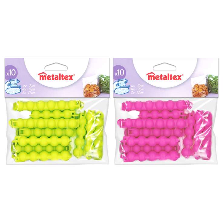 Metaltex Food Storage Bag Clips 10 Pack - Assorted Colours