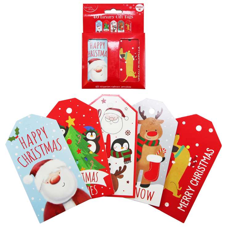 Christmas Luxury Gift Tags 40 Pack (Assorted) - Cute