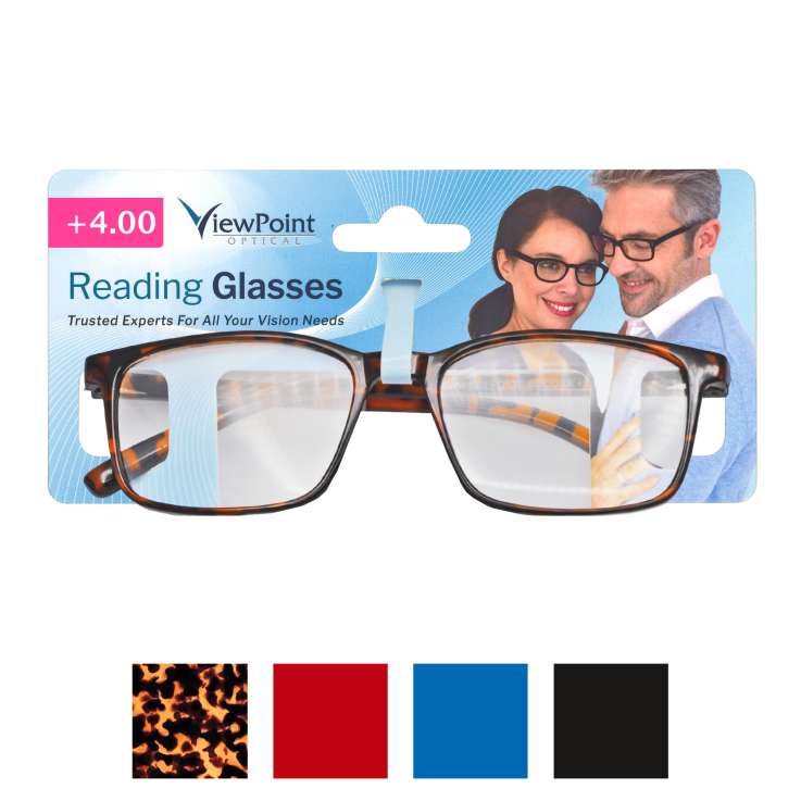 ViewPoint Optical Unisex Reading Glasses +4.00 - Assorted Colours