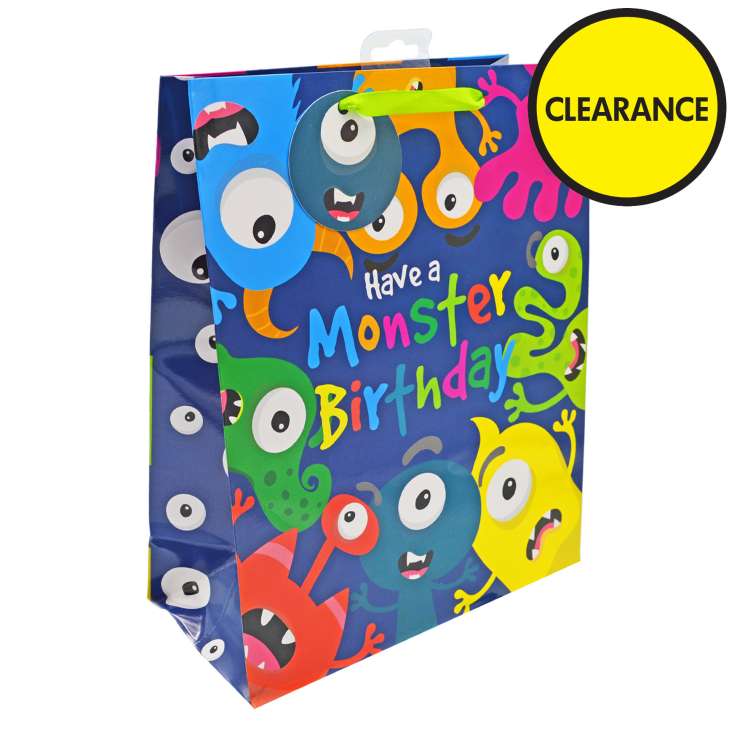 Large Gift Bags (26cm x 32cm) - Monster Birthday