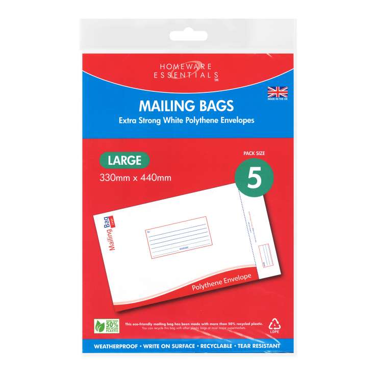 Homeware Essentials Mailing Bags (330mm x 440mm) 5 Pack - Large