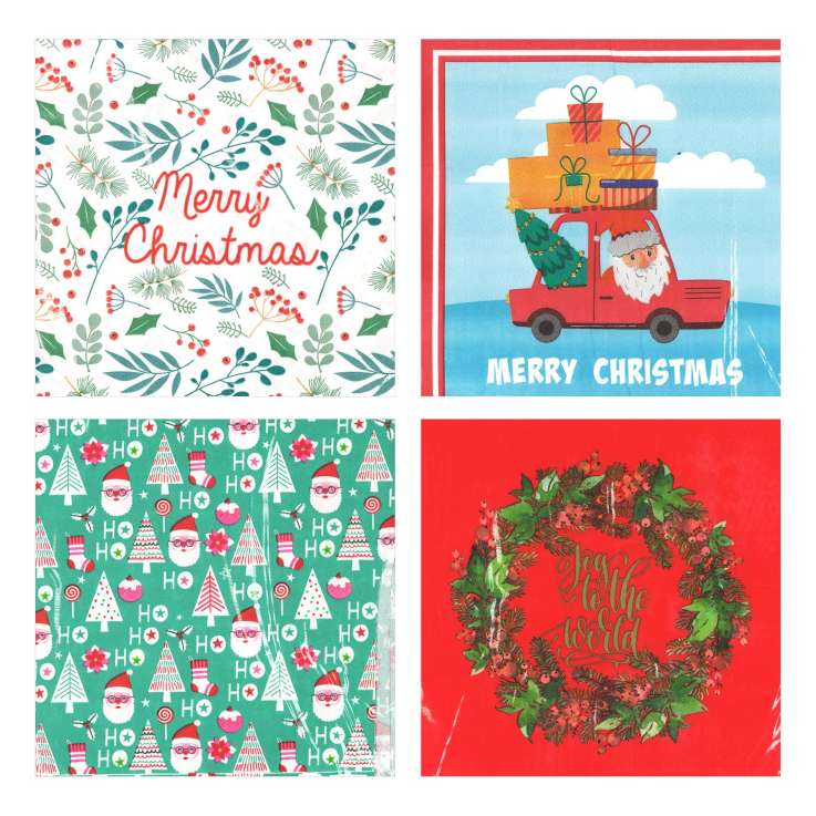 Christmas Paper Napkins (33x33cm) 20 Pack - Assorted Designs