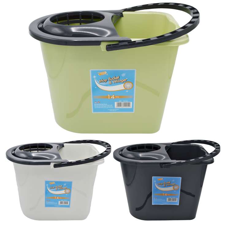 Homeware Essentials Mop Bucket with Wringer (14L) - Assorted Colours