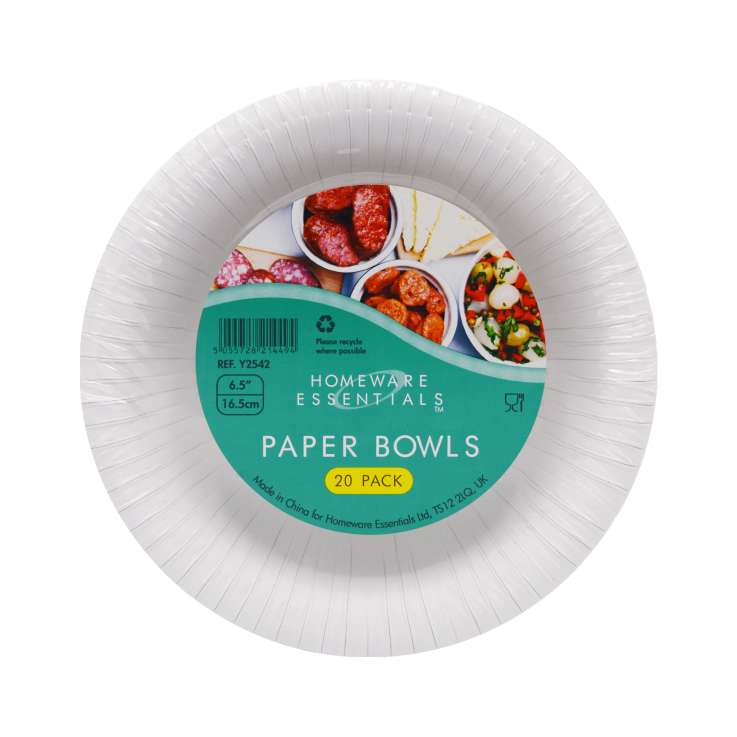 Homeware Essentials (6.5") Paper Bowls - 20 Pack