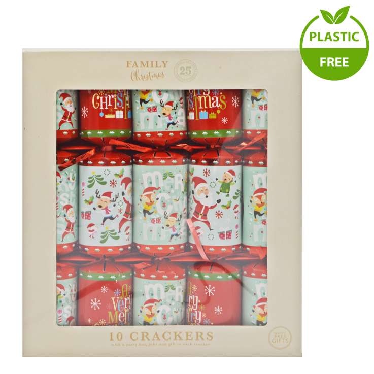 Family Christmas Crackers (12") 10 Pack - Santa & Friends