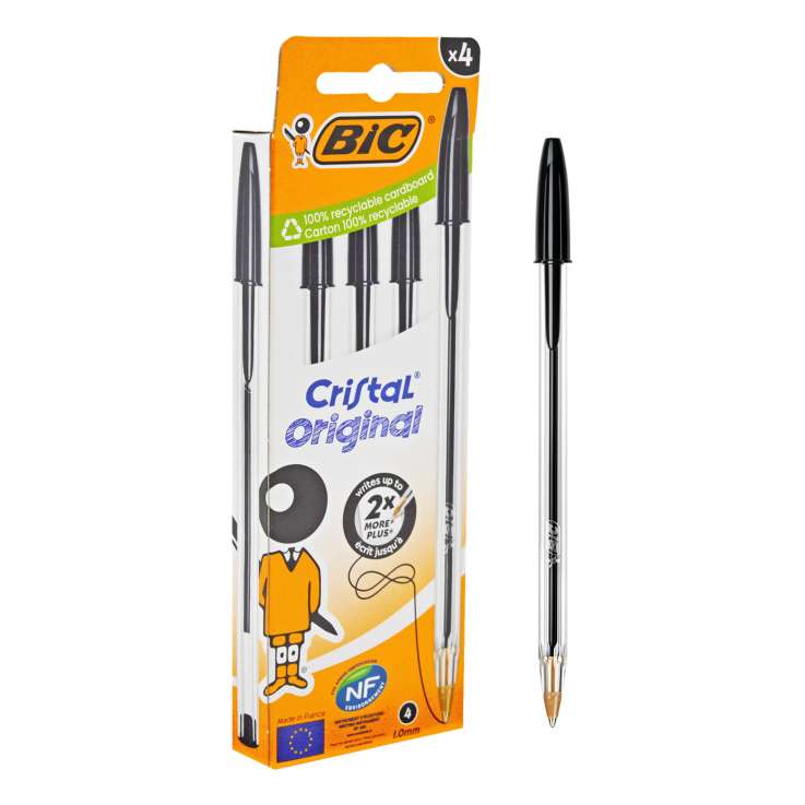 BIC Cristal Original Pens 4 Pack - Black