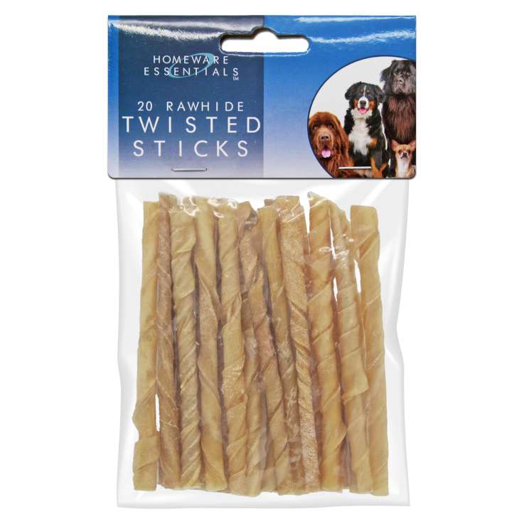 Homeware Essentials Rawhide Twisted Sticks (Approx 125g/13cm) 20 Pack