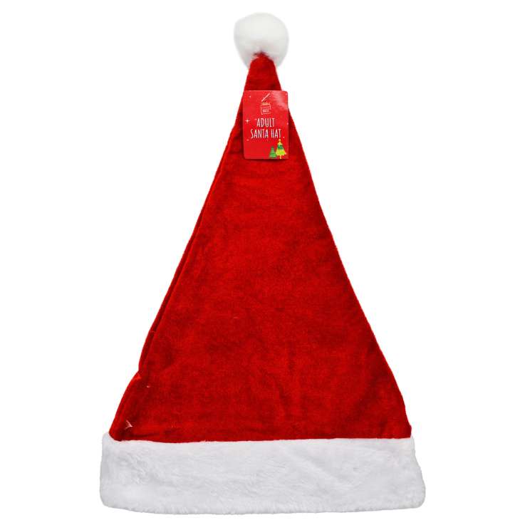 Santa Hat Velvet with Plush Trim (30cm x 44cm) - Adult