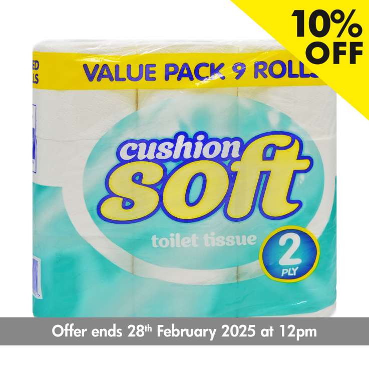 Cushion Soft White Toilet Paper (2 Ply) Value 9 Pack