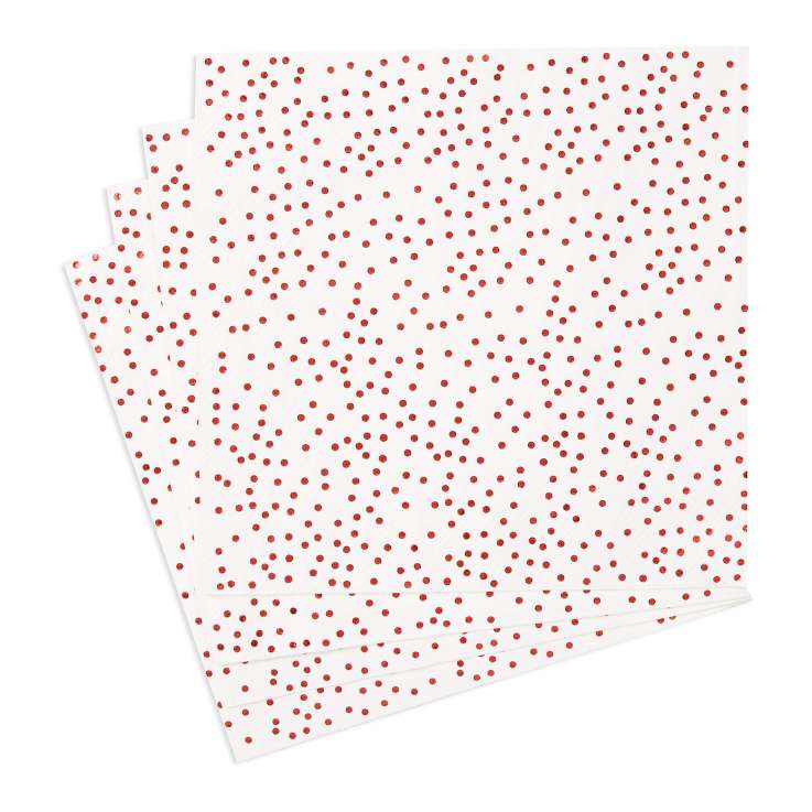 Paper Napkins (33x33cm) 16 Pack - Red Foil Dots