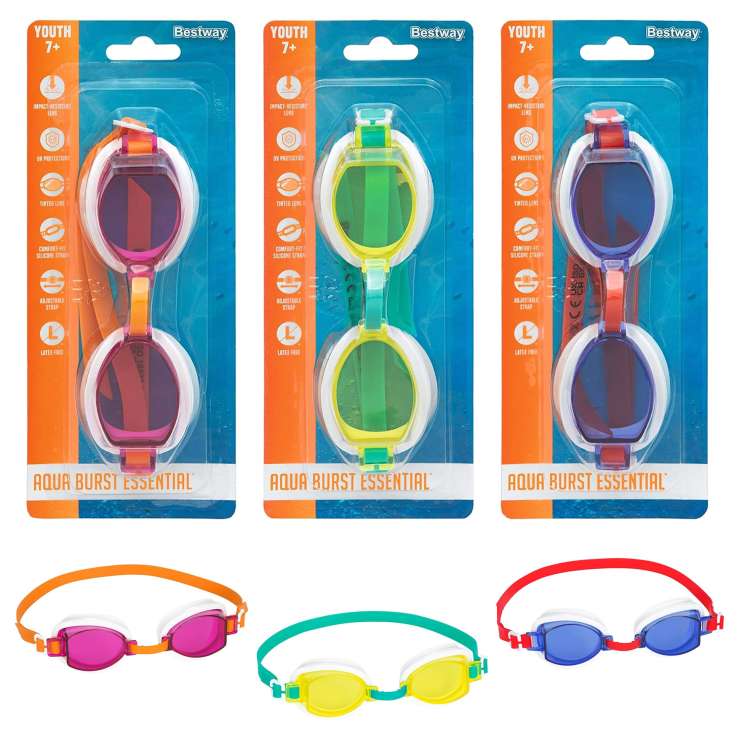 Bestway Aqua Burst Essential Swimming Goggles (Youth 7+) - Assorted Colours