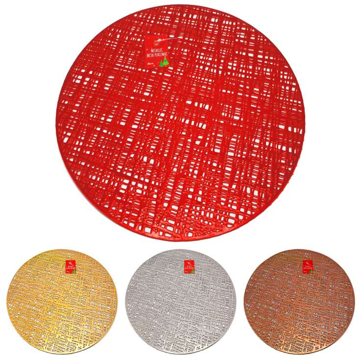 Christmas Metallic Mesh Placemats (38cm) - Assorted Colours