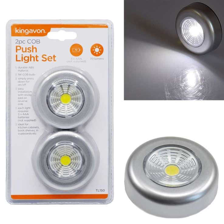 Kingavon LED COB Circular Push On Light Set (2 Pack)