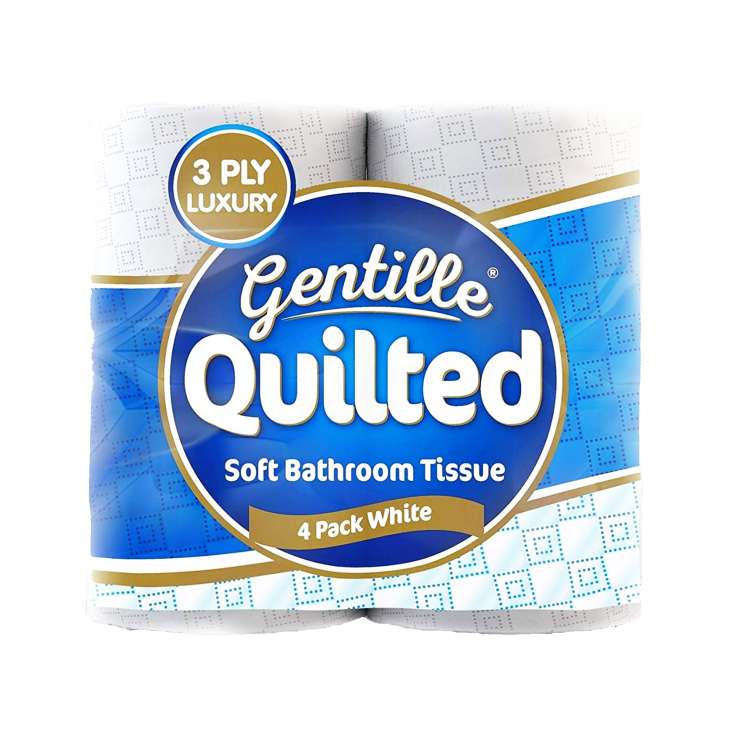 Gentille Quilted White Toilet Paper Luxury (3 Ply) 4 Pack