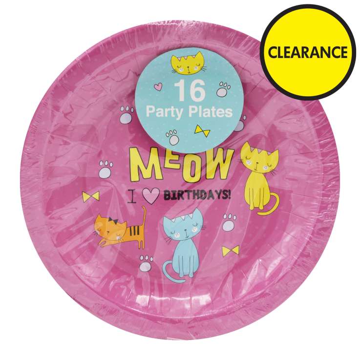 Kitten Design Party Paper Plates (9") 16 Pack