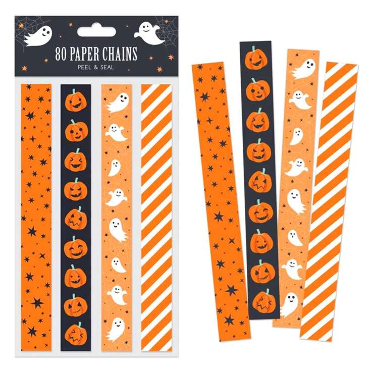 Halloween Paper Chain Peel & Seal Decorations 80 Pack