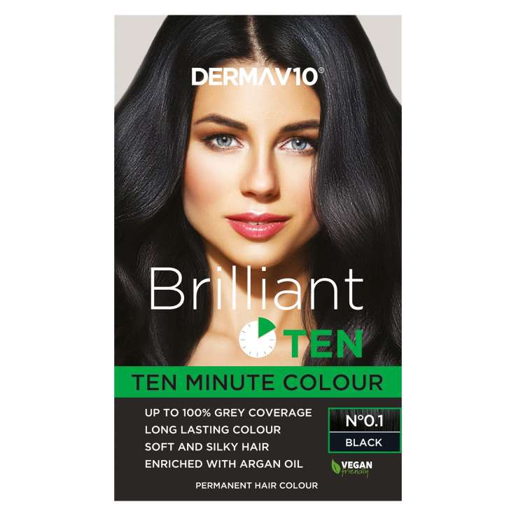 Derma V10 Brilliant Ten Permanent Hair Colour - No.1 Black