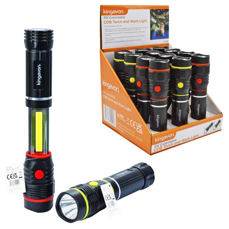 Kingavon (3W) Extendable COB Torch & Work Light