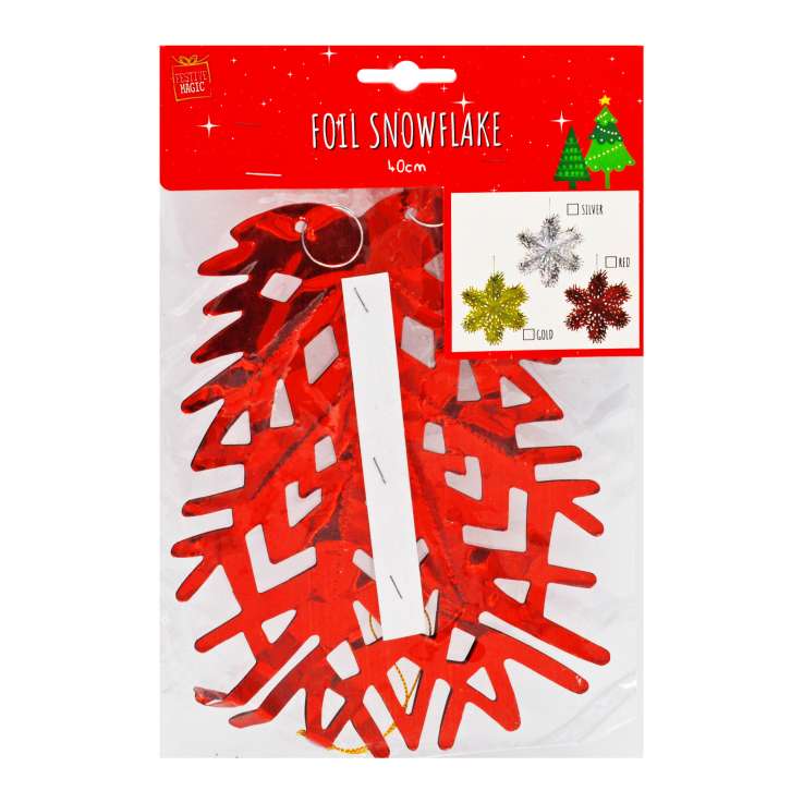 Foil Snowflake 40cm - Red