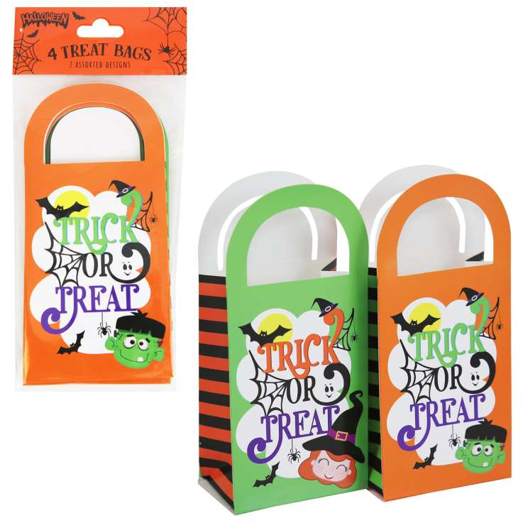 Halloween Treat Bags (15.5cm x 10.5cm x 6.3cm) 4 Pack