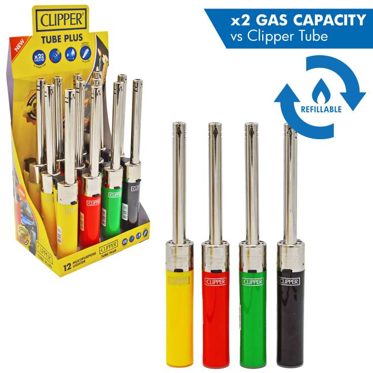 Clipper Tube Plus Utility Lighter - Assorted Colours