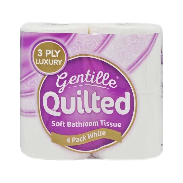 Gentille Quilted White Toilet Paper Luxury (3 Ply) 4 Pack