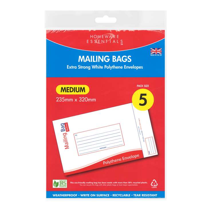 Homeware Essentials Mailing Bags (235mm x 320mm) 5 Pack - Medium