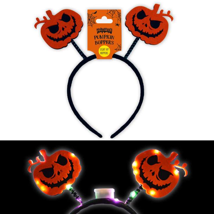 Halloween Light Up Head Boppers - Pumpkin