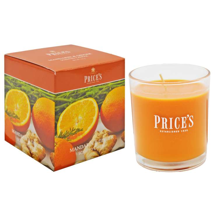 Price’s Scented Glass Candle - Mandarin & Ginger