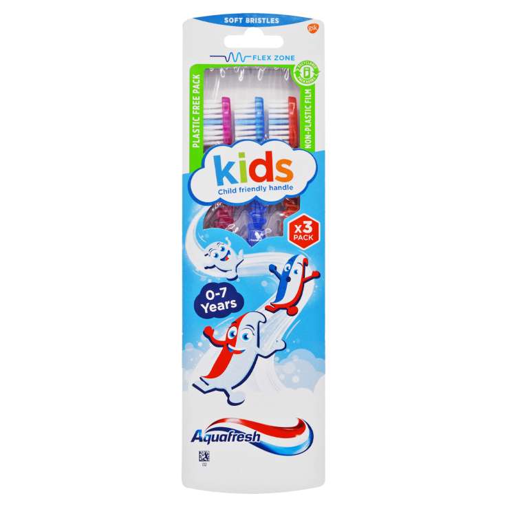 Aquafresh Kids (0-7 Years) Soft Bristles Toothbrush 3 Pack