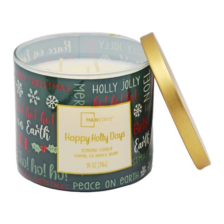 Mainstays Scented Glass Candle (396g) - Happy Holly Days