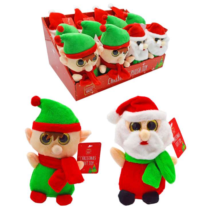 Christmas Big Glitter Eyed Plush Toys (16cm) - Assorted Designs