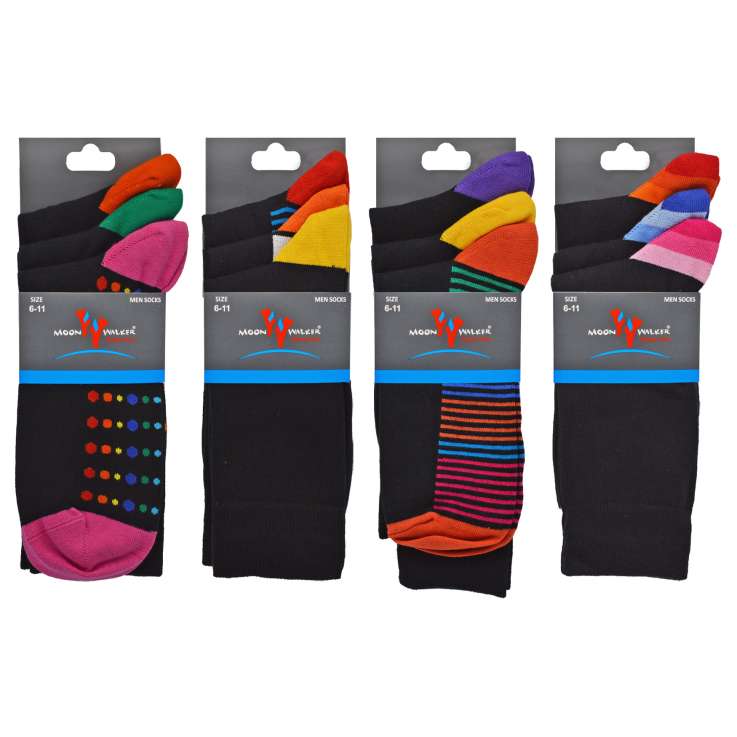 Men's Moon Walker Quality Socks (Size: 6-11) 3 Pack - Assorted Designs