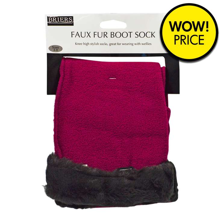 Briers Faux Fur Boot Sock - Plum (Size: 4-8)