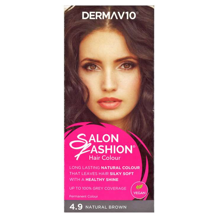 Derma V10 Salon Fashion Hair Colour - 4.9 Natural Brown