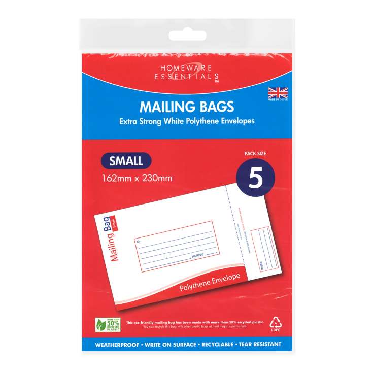 Homeware Essentials Mailing Bags (162mm x 230mm) 5 Pack - Small