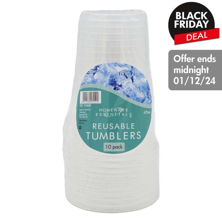 Homeware Essentials Reusable Tumblers (475ml) 10 Pack