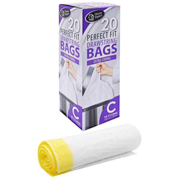 Extra Strong Drawstring Pedal Bin Liners (10-12L) - Roll of 20