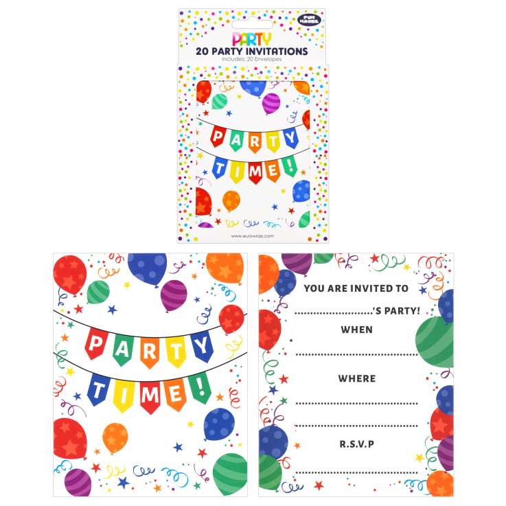 Party Invitations 20 Pack - Balloons