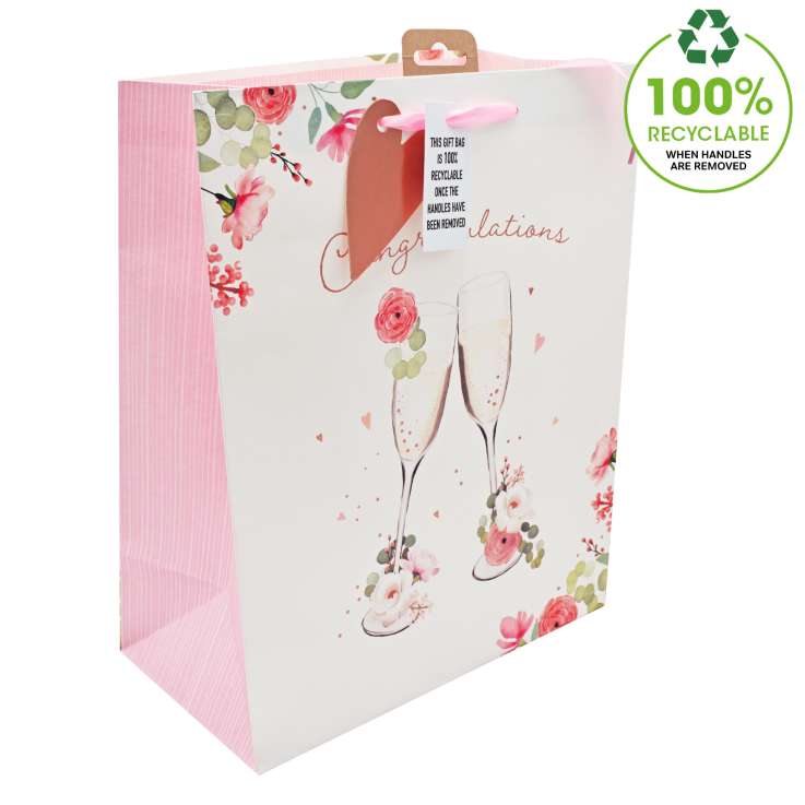 Large Gift Bags (26.5cm x 33cm) - Champagne Glasses