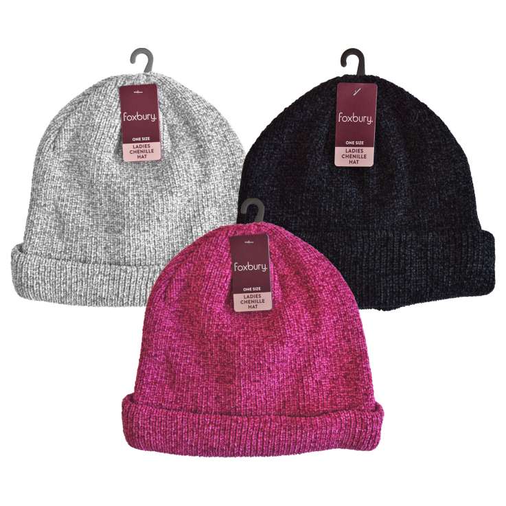 Ladies Chenille Hat – Assorted Colours