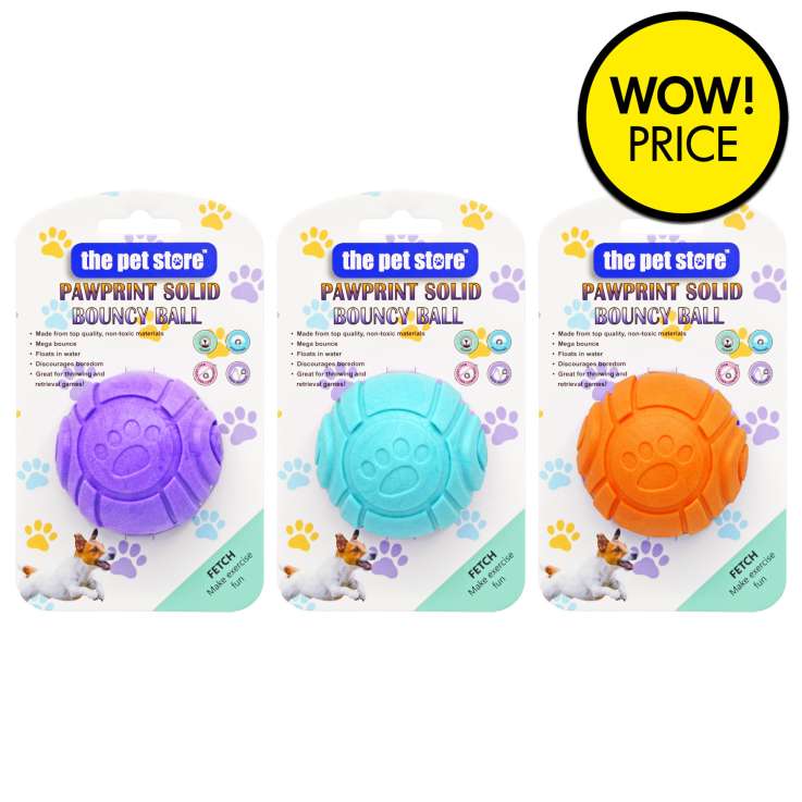 The Pet Store Pawprint Solid Bouncy Ball - Assorted Colours