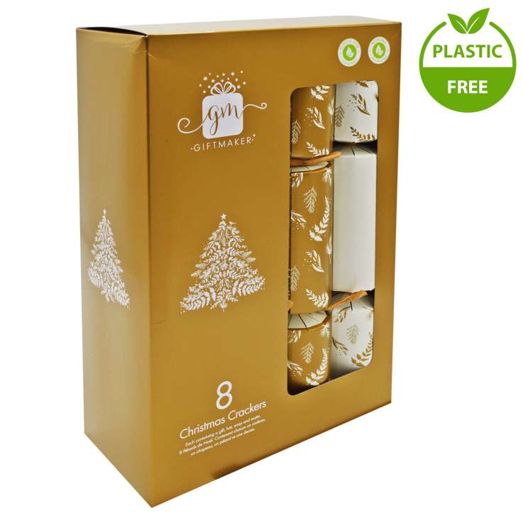 Giftmaker Christmas Crackers (12") 8 Pack - Gold & White