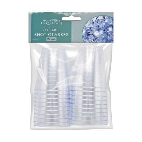 Homeware Essentials Reusable Shot Glasses (70ml) 20 Pack