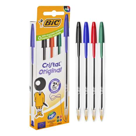 BIC Cristal Original Pens 4 Pack - Assorted Colours