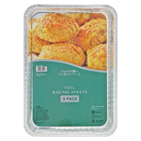 Homeware Essentials Foil Baking Sheets (32.5cm x 22.5cm) 3 Pack